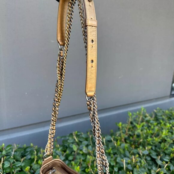 CHANEL Small Gabrielle Hobo Shoulder Bag Quilted Gold Calfskin Leather Authentic - Picture 9 of 9